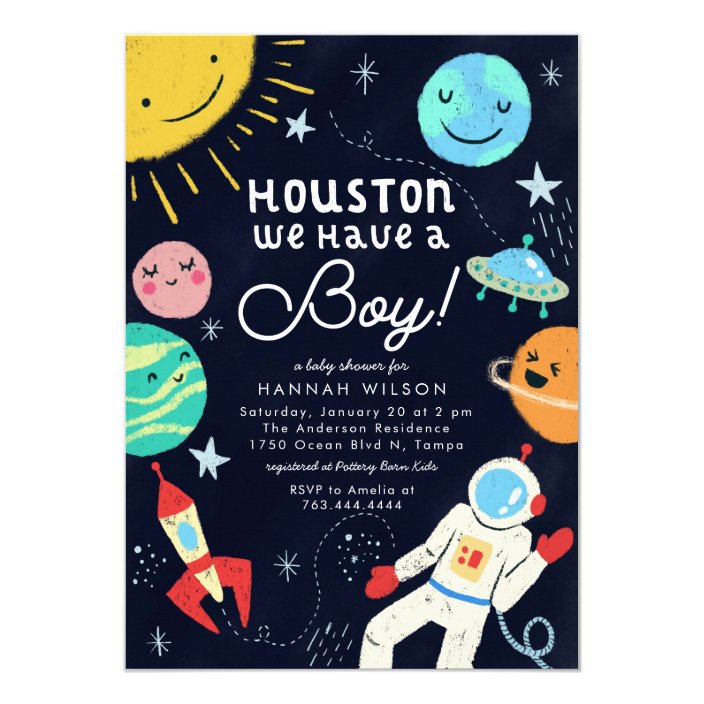 outer space baby shower houston we have a boy invitation  zazzle