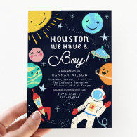 Outer Space Baby Shower Houston We Have A Boy Invitation