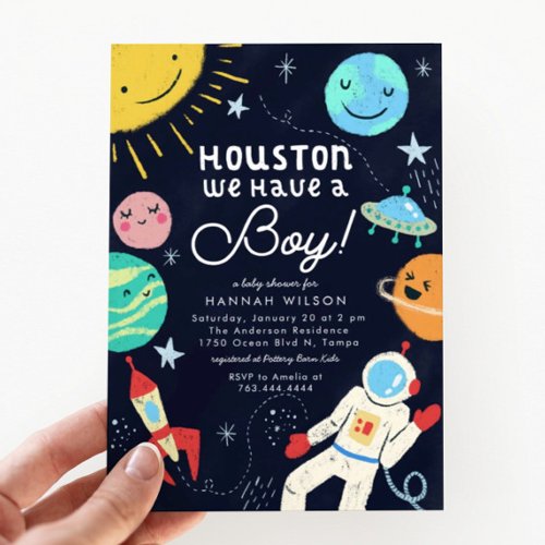 Outer Space Baby Shower Houston We Have A Boy Invitation