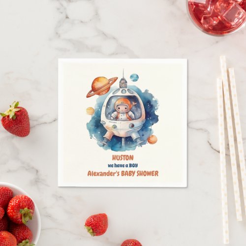 Outer Space Baby Shower Houston We Have A Boy  Napkins