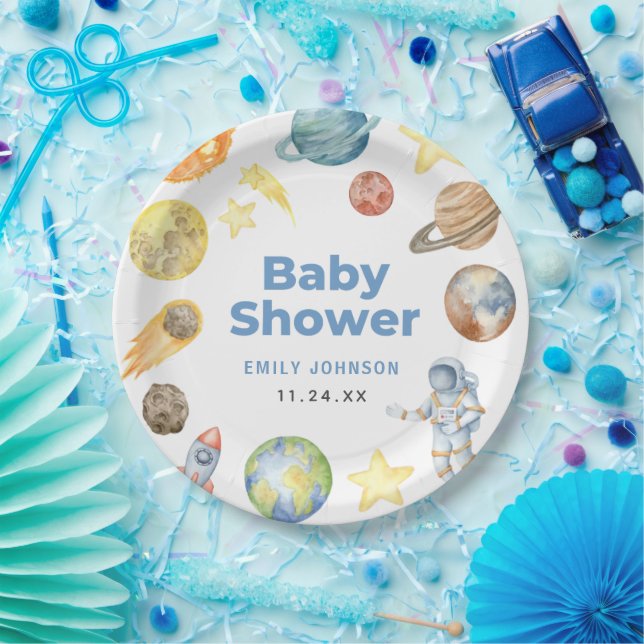 Outer Space Baby shower Paper Plates (Party)