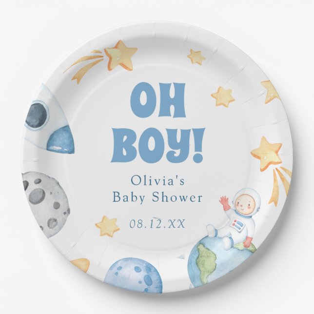 Outer Space Baby Shower  Paper Plates (Front)