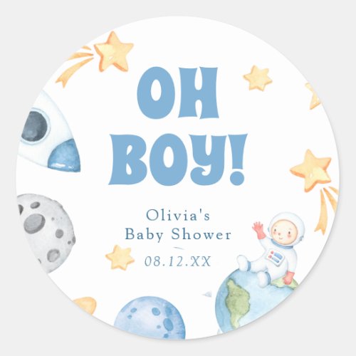 Outer Space Baby Shower Round Sticker