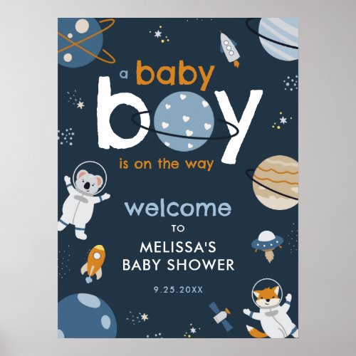 Outer Space Baby Shower Welcome Sign Poster
