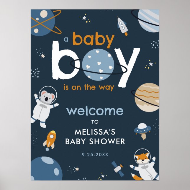 Outer Space Baby Shower Welcome Sign Poster (Front)