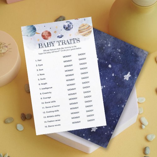 Outer Space Baby Traits Baby Shower Game