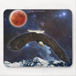 Outer-Space Bald Eagle, Mountains Fantasy Mousepad