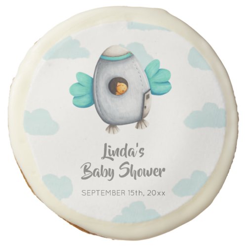 Outer Space Bird Astronaut Boy Baby Shower Sugar Cookie