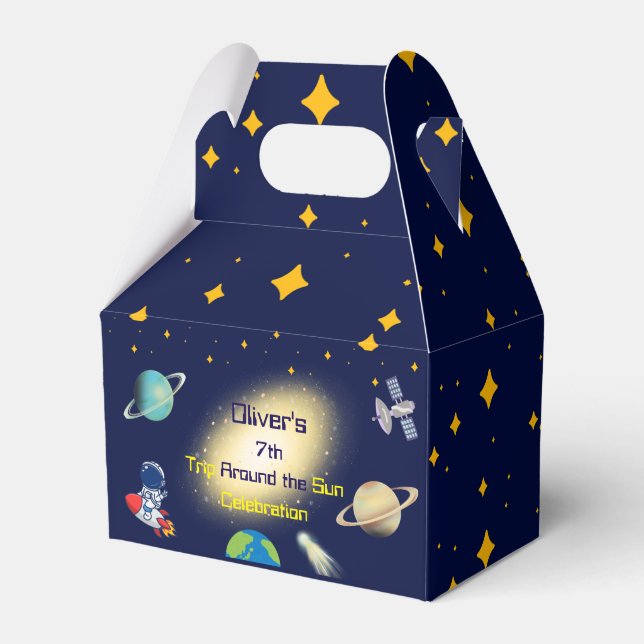 Outer Space Birthday – Astronaut, Rock, Galaxy Favor Boxes (Front Side)