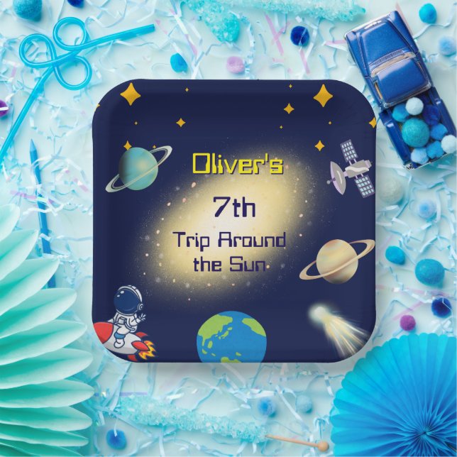 Outer Space Birthday – Astronaut, Rocket & Galaxy  Paper Plates (Party)