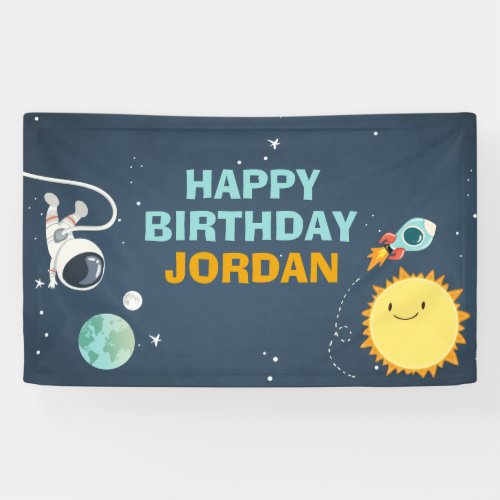 Outer Space Birthday Banner Rocket Astronaut