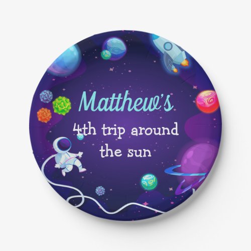 Outer Space Birthday Blue Astronaut Planet Paper Plates