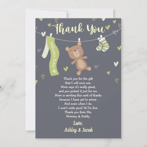 Outer Space Birthday Blue Astronaut Planet Thank You Card