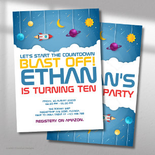 Outer Space Birthday Cosmic Galaxy Party Invitation
