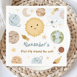 Outer Space Birthday First Trip Birthday Paper Napkins
