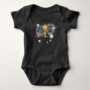 Outer Space Birthday Galaxy Sun Moon Stars Planets Baby Bodysuit