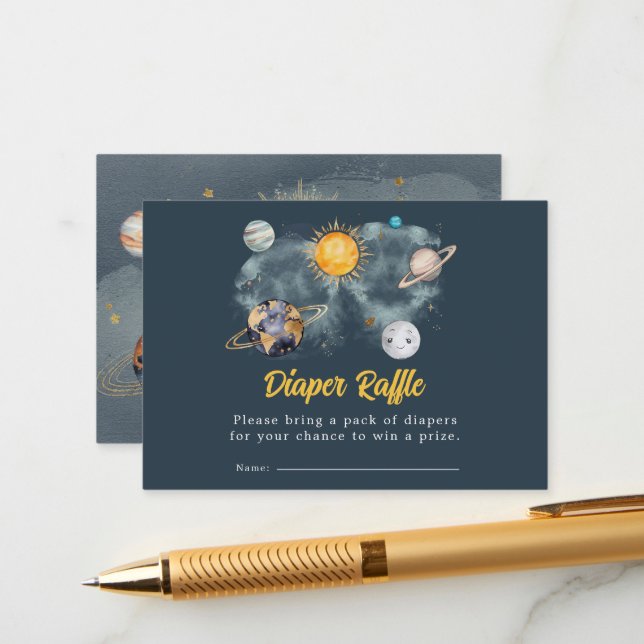 Outer Space Birthday Galaxy Sun Moon Stars Planets Enclosure Card (Front/Back In Situ)