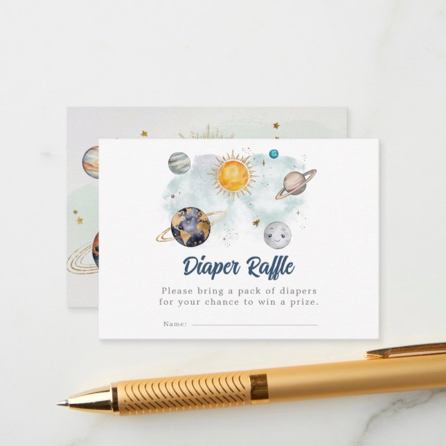 Outer Space Birthday Galaxy Sun Moon Stars Planets Enclosure Card (Front/Back In Situ)