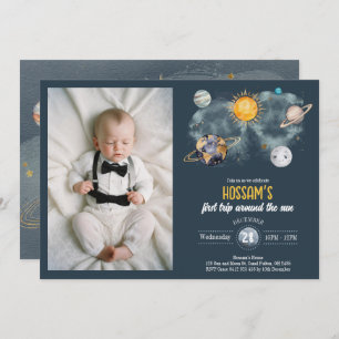 Outer Space Birthday Galaxy Sun Moon Stars Planets Invitation