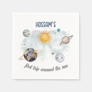 Outer Space Birthday Galaxy Sun Moon Stars Planets Napkins