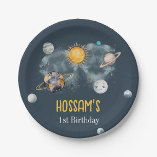 Outer Space Birthday Galaxy Sun Moon Stars Planets Paper Plates