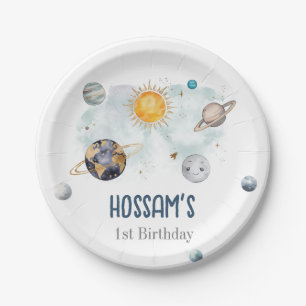 Outer Space Birthday Galaxy Sun Moon Stars Planets Paper Plates