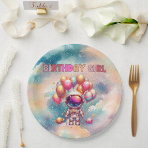 Outer Space Birthday Girl Flight Crew Paper Plates