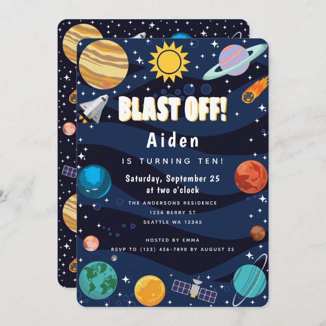 Outer Space Birthday Invitation (Front/Back)
