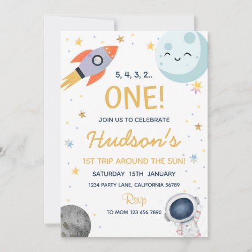 Outer Space Birthday Invitation Astronaut Invite