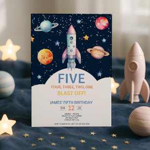 Outer Space Birthday Invitation for Boys