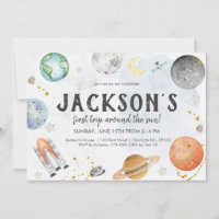Outer Space Birthday Invitation, Planets Galaxy In