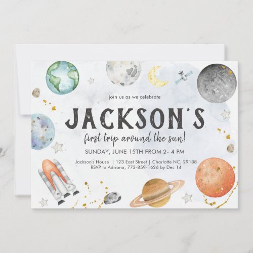 Outer Space Birthday Invitation Planets Galaxy In Invitation