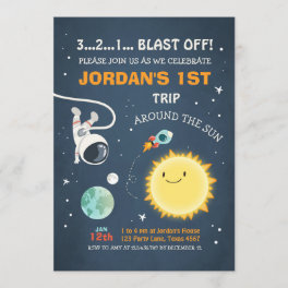 Outer Space Birthday Invitation Rocket Astronaut