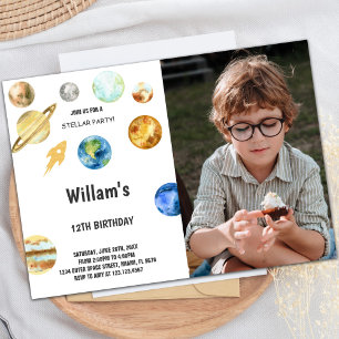 Outer Space Birthday Invitation with Photo