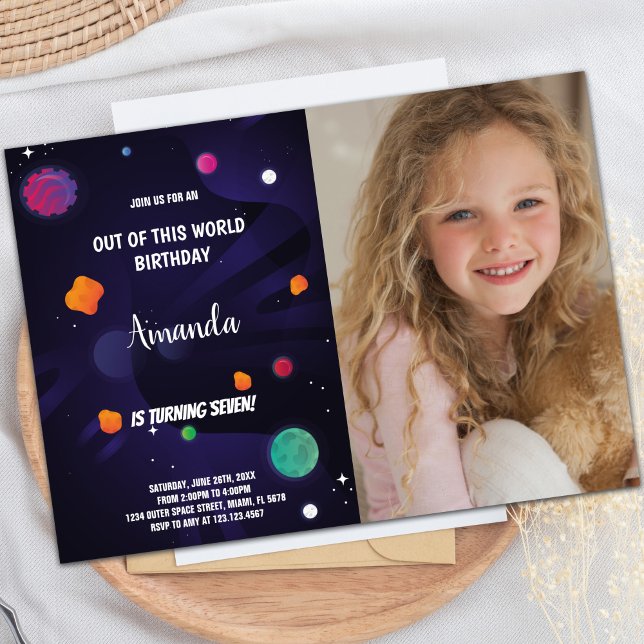 Outer Space Birthday Invitations with photo (Outer Space Birthday Invitations with photo)