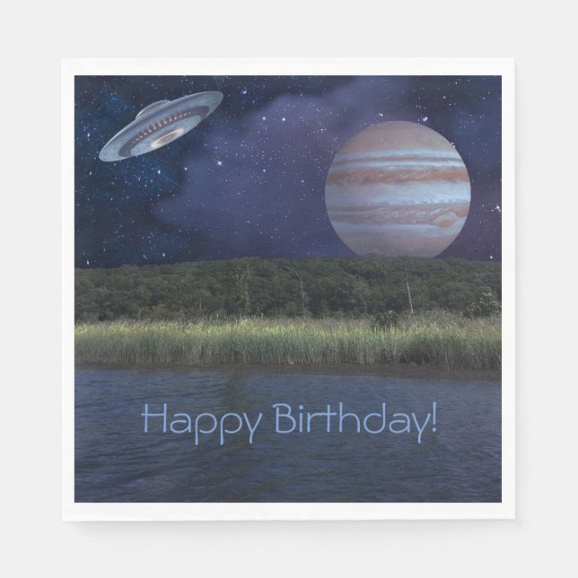 Outer Space Birthday Napkins (Front)