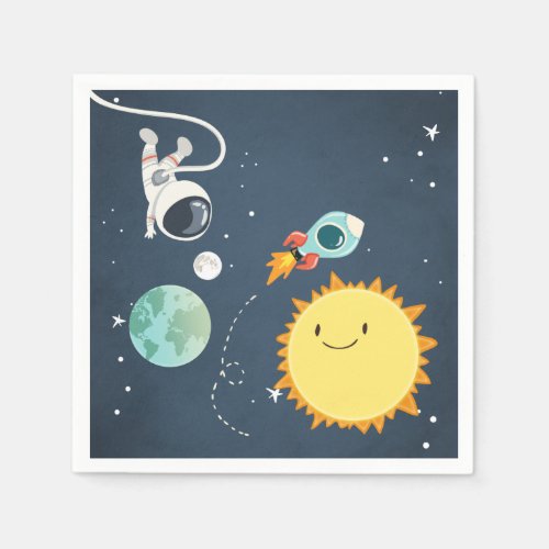 Outer Space Birthday Napkins Rocket Astronaut Ship