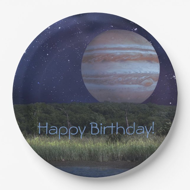 Outer Space Birthday Paper Plates (Front)
