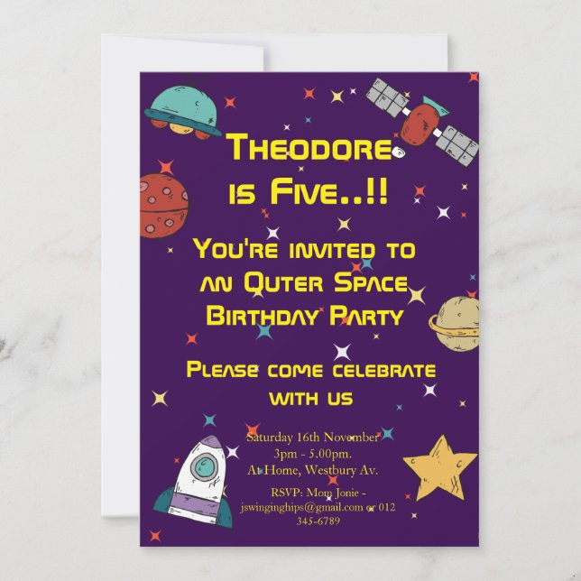Outer Space Birthday Party Invitation (Front)
