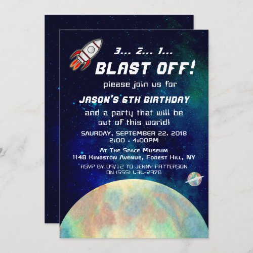 Outer Space Birthday Party Invitation