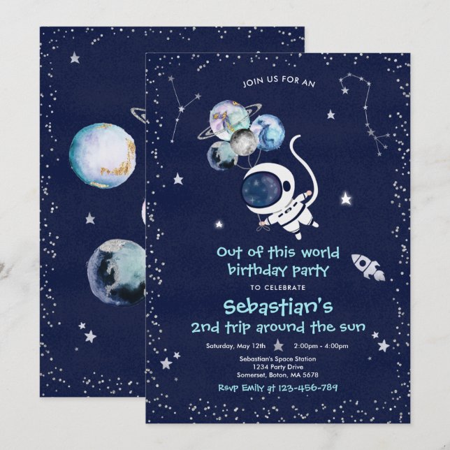 Outer Space Birthday Party Out Of This World  Invi Invitation (Front/Back)