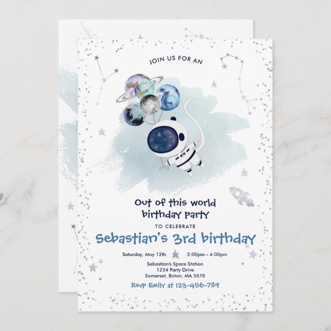 Outer Space Birthday Party Out Of This World  Invitation (Front/Back)