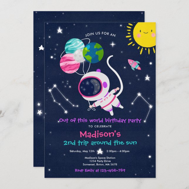 Outer Space Birthday Party Out Of This World Invitation (Front/Back)