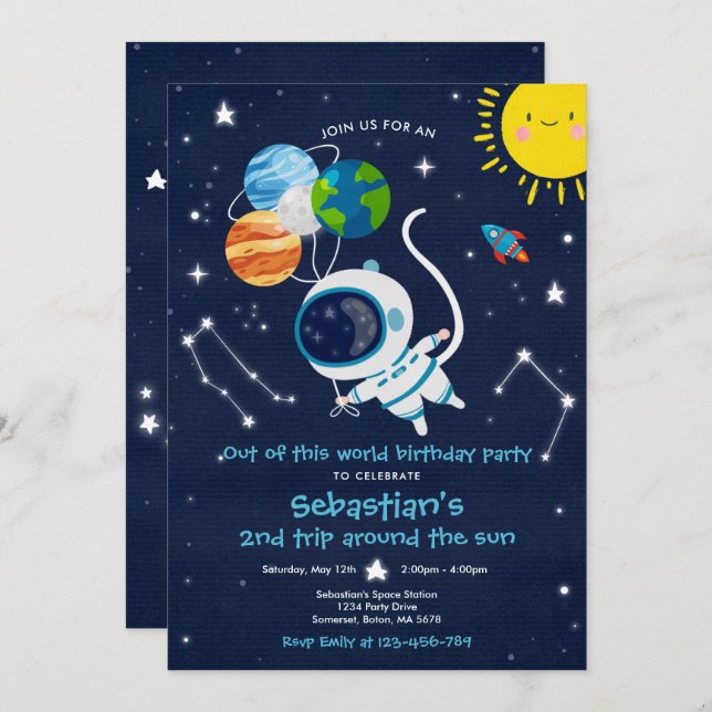 Outer Space Birthday Party Out Of This World Invitation (Front/Back)