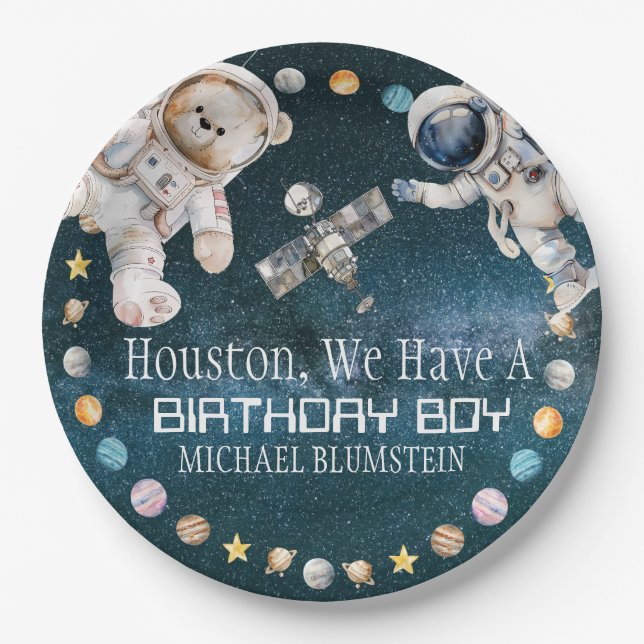 Outer Space Birthday Party Paper Plates (Front)