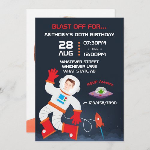 Outer Space Birthday Party personalized add photo Invitation