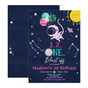 Outer Space Birthday Party Planet Astronaut Rocket Invitation