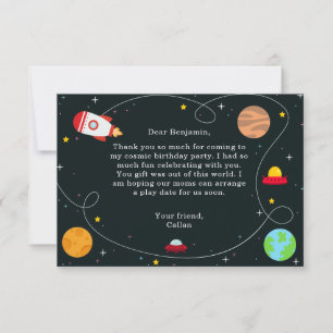 Outer Space Birthday Party Thank You Card