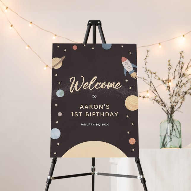 Outer Space Birthday Party Welcome Sign (In Situ (Stand))