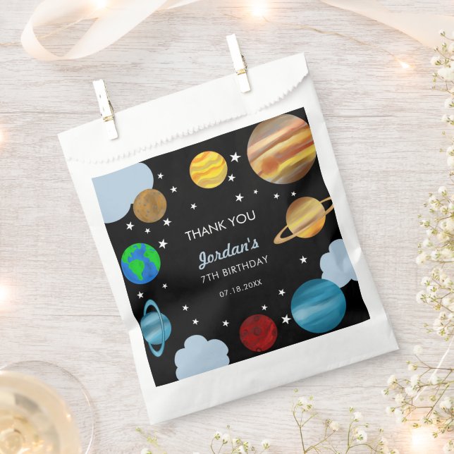 Outer Space Birthday Planets Galaxy Boys Party   Favor Bag (Clipped)